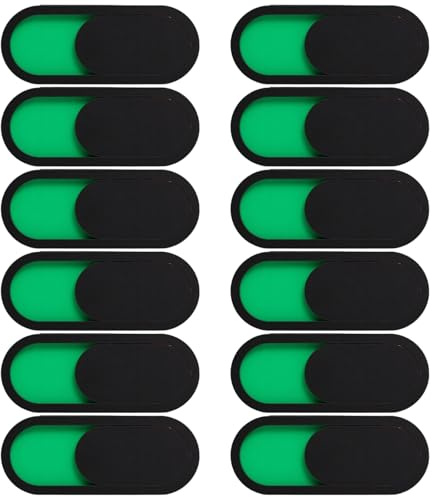 Packool Indicatore di stato scorrevole (verde/rosso) 4 cm (10 x 1,57 pollici), set da 12 pezzi, facile installazione, compatibile con computer portatili, PC, tablet e altro, copertura per webcam in