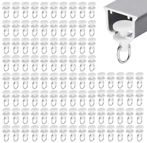 100 Stück Gardinenröllchen Reibungsrolle für Schiene, Gardinenhaken für Schienen und Gardinengleiter, Vorhanghaken für alle Standardschienen, Duschvorhang Schiene