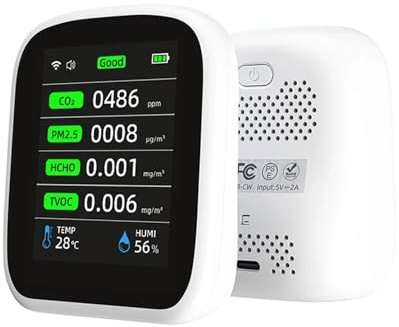 Détecteur de gaz, Testeur de qualité l'air intérieur 8 en 1, détecteur CO2, température et d'humidité, dioxyde Carbone, pour la Maison et Le Camping-Car