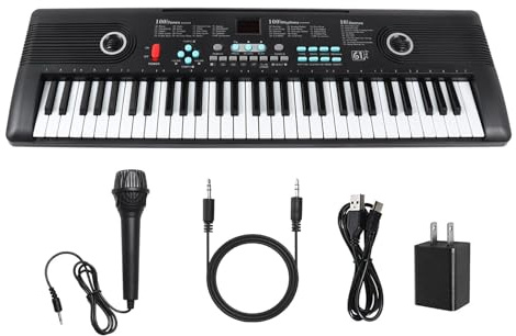 61 Key Keyboard Piano with Built-in Speaker and Microphone, Portable Electronic Digital Piano for Beginners, Perfect Musical Starter Instrument, Ideal Gift for Aspiring Musicians