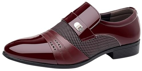 Generico Scarpe Uomo Pelle,Scarpe da Uomo in Pelle Nuovo Modello alla Moda con Giunture per Tailleur Comode Slip-On