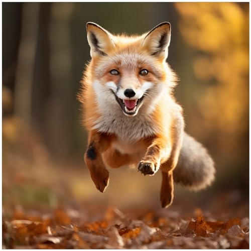 Wallario Memoboard aus Glas mit Motiv, Magnet-Tafel in 50 x 50 cm in Premium Qualität Rennender Fuchs