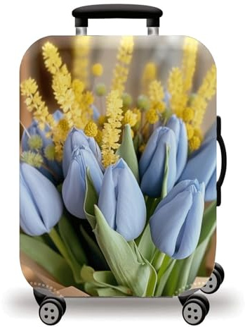 LNXSESN Kofferschutzhülle Gelb Lichtblau Kofferhülle Elastisch Suitcase Cover Waschbar Koffer Schutzhülle Langlebig Kofferschutz mit Reißverschluss Luggage Cover Koffer Hülle Schutz Für 29-32 Zoll