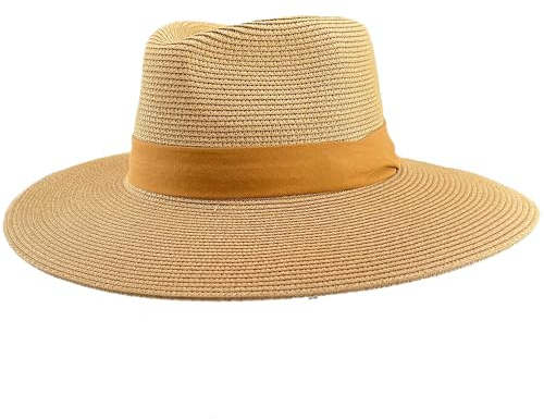 Sombrero Panamá de Verano, Sombrero de Paja Panamá para Mujer y Hombre Unisex, Sombrero de ala Ancha UPF 50 Plegable y Trenzado Intensivo