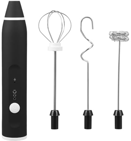 GLEAVI 1ensemble Batteur à Main Électrique Multifonctionnel USB Acier Inoxydable Mixeur Portable Léger pour Mousse de Lait à Grande Vitesse Outil de Mélange Rapide et Facile à Nettoyer