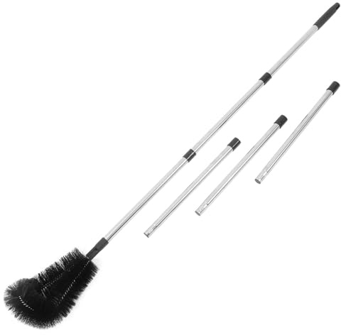 SHINEOFI Nettoyeur de Gouttière Réutilisable en Acier Inoxydable Télescopique Brosse Longue pour Enlever Feuilles et Débris, 1 Set Assurant un Drainage Fluide sur Toiture