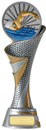 KDS FG Pokal L Trophäe Schwimmen Schwimmsport mit Emblem 70 mm schwer mit Gravur ca. 26 cm hoch