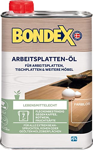 Bondex Arbeitsplatten Öl 0,50l | Lebensmittelecht | Holzöl für Arbeitsplatte | Möbelöl auf Basis pflanzlicher Rohstoffe