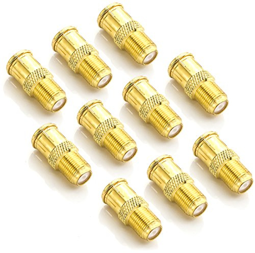 deleyCON F-Quick Schnellverbinder Buchse auf Stecker, vergoldet, 10 Stück | Kupplung ohne Schrauben, F-Quick Adapter für schnelle Verbindung von Buchse auf Stecker