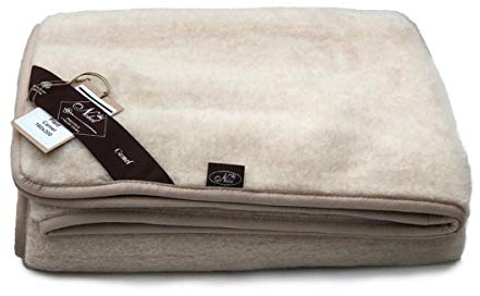 Hollert Wolldecke Kamel Prestige Naturhaardecke weiche & warme Kuscheldecke Couch- Sofadecke Wohndecke Größe 160 x 200, Farbe Beige