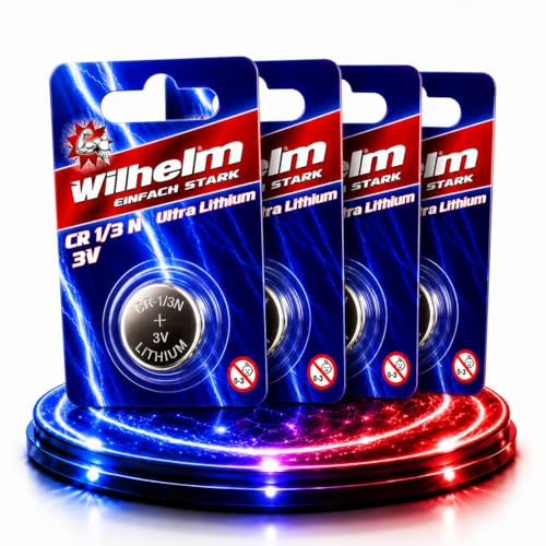 4 x WILHELM Batterie 1/3N 3V Photo Lithium CR1/3N DL1/3N Blister