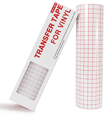 YRYM HT Transfer Tape for Vinyl, 12”x 30 Feet(30.5 * 914cm) Transfer Tape with Red Alignment Grid Medium Tack Vinyl Transfer Tape Roll for Decals,Signs, Windows and Stickers