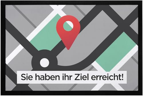 MoonWorks® Fußmatte mit Spruch Sie haben Ihr Ziel erreicht Navi Navigationssystem Maps rutschfest & waschbar Schwarz 60x40cm