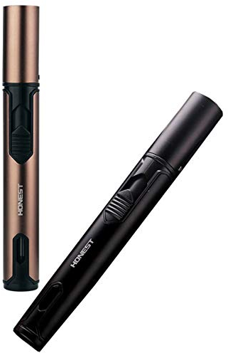 LUBINSKI 2pcs Accendino Antivento, Accendino per Sigaro Turbo Jet Blue Fiamma Torcia Singola Fiamma Ricaricabile Gas Butano Accendino per Regalo Deluxe(Venduto Senza Gas)