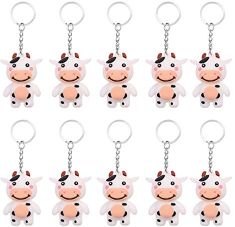 SOIMISS 10Pcs Kuh Keychain 3D Gute Luck Metall- Schlüsselanhänger Zodiac Ox Puppe Schlüssel Ring Schmuck Geldbörse Tasche Charme Anhänger Ornament für Tasche Telefon Auto Schlüssel