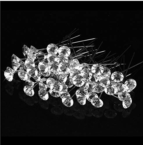 PiniceCore 100pcs Dekoration Blumenstrauß Pins Corsages Blume Pins Klar Nähen Kristall Leiter Pins Für Hochzeit Schmuck-Dekoration