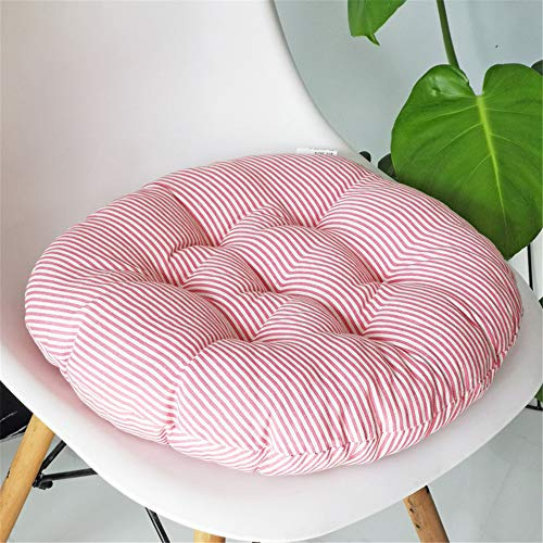 Treer Round Padded Seat Cushion,Chair Seat Pads For Indoor Outdoor Garden Patio Kitchen & Office Chairs (Pink lines,40x40cm)