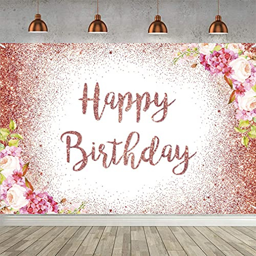 Happy Birthday Hintergrund Mädchen Geburtstag Dekoration für Frauen/Mädchen, Happy Birthday Zeichen Plakat Banner, 30. 40. 50. 60. Geburtstag, Rosa