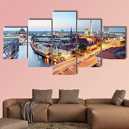 Leinwanddrucke fertig zum Aufhängen Berliner Skyline Leinwandbilder Leinwand Drucke Wohnzimmer Wanddekoration Kunstwerk Dekoration