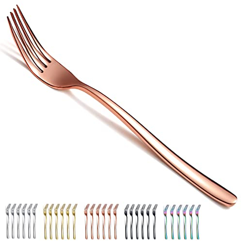 Menügabel 6-teilig, Kyraton Edelstahl 7,9 Zoll Tafelgabeln Besteckgabel-Set, Besteck-Set, spülmaschinenfest. (Roségold)