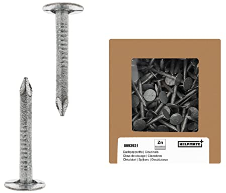 HELPMATE – Dachpappennägel 2,8x30 mm mechanisch verzinkt – 400g Dachpappstifte Typ B – Dachpappnägel DIN 1160 B – Dachnägel ideal für Dachpappe, Kunststoffplanen & Schiefernplatten (8092918)