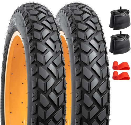 YunSCM 2PCS 20 Zoll Heavy Duty E-Bike Reifen 20x4.0 ETRTO 102-406 und Schläuche AV32mm Ventil, Kompatibel 98/102-406 Fahrrad/Mountainbike/E-Fahrrad Reifen 20 x 4.0