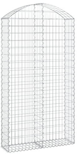 vidaXL Gabion bågformad 100x30x180/200 cm galvaniserat järn, gabionkorg, stenmur, gabionmur, gabionkorgar, stenmurar, gabionvägg