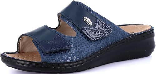 Chaussons confort GRUNLAND-DAMI avec fermeture double velcro, semelle Conforma, semelle intérieure amovible en liège et cuir et coutures cousues main