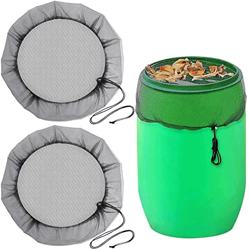 2 Pezzi Copertura per Barile da Pioggia, 95cm Rete di Protezione per Serbatoio per Acqua, Adatto a Vari Tipi di Secchi, Facile da Installare e Utilizzare, Resistente alle Foglie e Agli Insetti