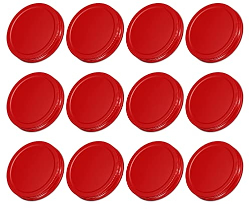 sourcing map Mason Jar Lids, 86mm/3.39 Wide Mouth Tin Plate Caps Leak Proof for Canning Jars Kitchen Storage, (Red 12Pcs)