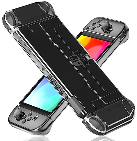 [Version améliorée] Coque transparente pour Nintendo Switch OLED 2021, coque de protection FANPL pour Switch OLED et manette Joy Con, solide et durable, ne tombe pas facilement (noir)