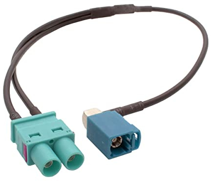 maxxcount Antennenadapter FAKRA Buchse (Z) 90° Winkelkupplung auf Doppel FAKRA Stecker (Z) bei Radio Nachrüstung kompatibel mit VW, Skoda, Seat, Audi | 25cm Länge