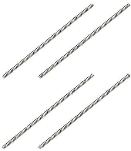 QUARKZMAN 4pcs M8 x 250mm Entièrement Fileté Goujons Argent Ton | Tige Barre Clous Droit, 304 Inox Acier, Main Filetages pour Travail Bois