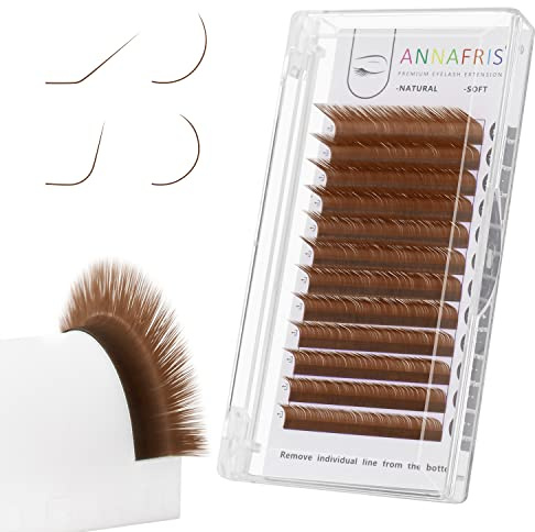ANNAFRIS Farbige Wimpernverlängerung Braun 0.07 D 8-15mm Mix Einzelne Wimpern Extensions Volumen Wimpern Bunte Individuelle Klassische