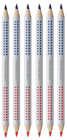 Faber-Castell - Jumbo Grip Silbentrennstifte Rot Blau, 6 Stück | Dicke Dreikantstifte für Schreibanfänger und das Erlernen der Silbentrennung