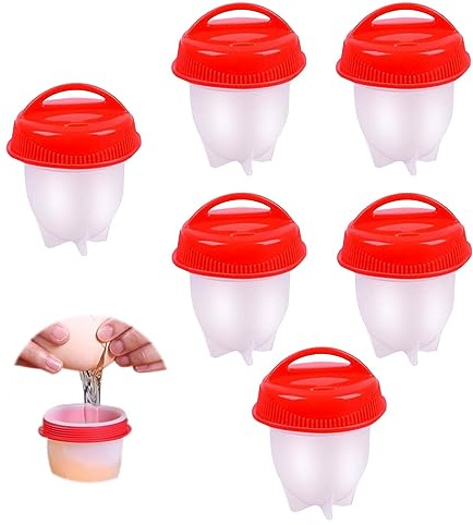MUNSKT Eierkocher, Antihaft-Silikon-Eierkocher, keine unordentlichen Eierpochierbecher, schalenloses Eierkochform, schnelles Frühstück, Küchenutensilien für den täglichen Gebrauch, 6 Stück