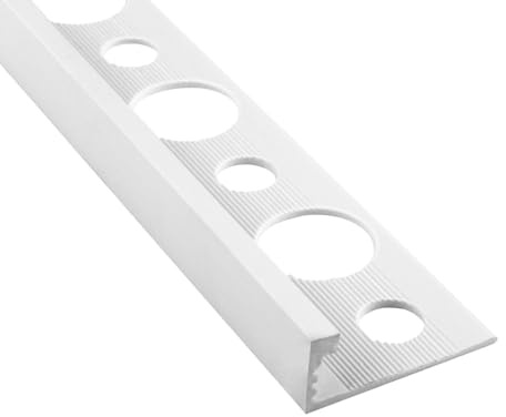 10x PVC L-Profil Fliesenschiene Abschlussprofil Weiß 8-12,5 mm 2,7 m | Schützt sichtbare Fliesenkanten und sorgt für einen geraden Abschluss an Wand- oder Bodenfliesen, PVC, 2,7 m