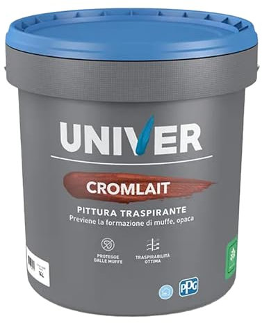 DETERMONDO Univer Pittura Antimuffa per Interni CROMLAIT 14 Lt Anticondensa Pittura Bianca per Interni Lavabile Traspirante Monomano adatto per intonaci cartongesso premiscelati e gesso