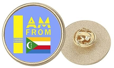 I Am From Comoros Art Deco Brosche, rund, Metall, goldfarben, M, Metall