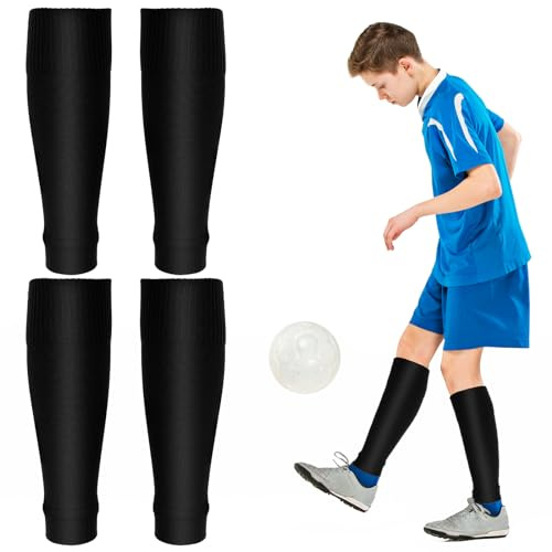 Abeillo 2 par fotbollsstrumpor för barn, elastiska fotbollsärmar, sportstrumpor, strumpor utan strumpor, ventilerande träningsstrumpor för barn, pojkar, cykling, löpning, basket, fotbollsstrumpor