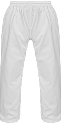 Karate Trousers Martial Arts Karate Pants Student Cotton GI Aikido Kids Pant Kung Fu Adults Kimono Trousers (White, 7-200)