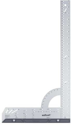 wolfcraft Universalwinkel & Anschlagwinkel I 5206506 I Zum Messen, Markieren, Zeichnen und geführten Schneiden I Skalierung in Zoll