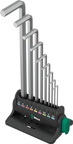 Wera 05022102001 950/9 Hex-Plus 8 Winkelschlüsselsatz, metrisch, gestellverchromt, 12-teilig