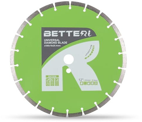 BETTERI Disque diamanté universel 300 mm x 25,4 mm - Pour couper le carrelage, le béton, la pierre, la brique, la maçonnerie, le granit, le granit - Longue durée de vie - Pour coupe-légumes