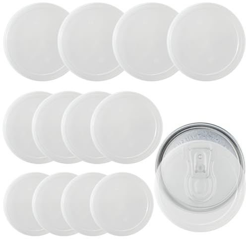 DALAETUS 12 Pcs Can Lids Set, Reusable Can Covers, 75MM I.D., 85MM I.D., 100MM I.D., Safety Canning Lids, Replacement Clear Plastic Lids for Food Storage, Food Can, Pet Food Can