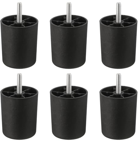 sourcing map 6 Pcs M10 x 2.8 x 2.3 Inch Furniture Legs, Plastic Sofa Couch Legs Tapered Replacement Legs Tapered Feet for Chair Sofa Dresser Cabinets Bed, Black