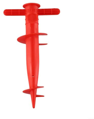 17) Pied de parasol robuste et fiable, réglable pour la plage ou la terrasse, reste protégé du soleil (rouge)