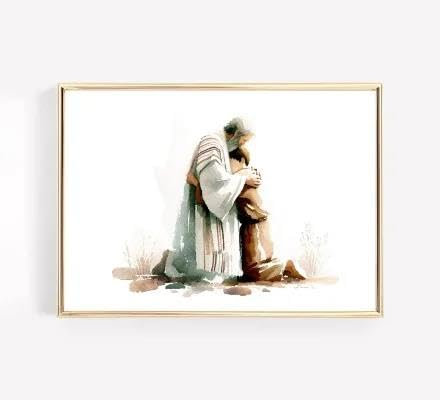 Yocheng Paraboles de Jésus Affiche Croyants Chrétiens Aquarelle Peinture Impression Sur Toile Porche Maison Mur Art Décoration Peinture Suspendue 30x40cm sans cadre
