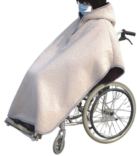 Dickere Rollstuhl-Wärmedecke, Warmer Winterbezug for den ganzen Körper, winddichter Rollstuhl-Umhang-Poncho mit Kapuze, Poncho mit universeller Passform for manuell angetriebene Rollstühle