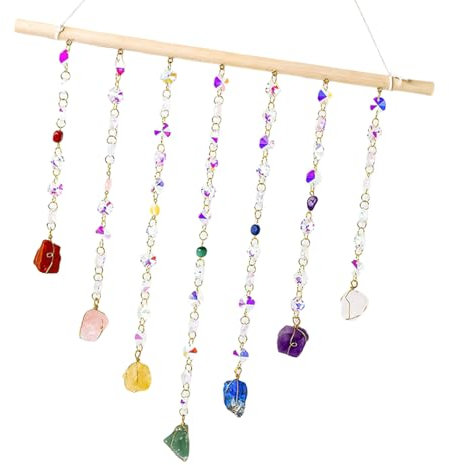 Mocoocouture Bunte Kristallstein Sonnenfänger Mit Kette Und Holzstab Hängeanhängern Für Die Weihnachtsdekoration In Und Garten